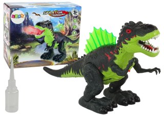 LEAN Toys Dinozaur Zieje Ogniem Para Wodna Świeci Na Baterie Zielony