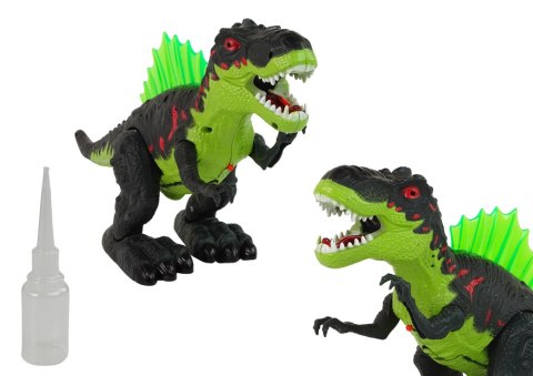 LEAN Toys Dinozaur Zieje Ogniem Para Wodna Świeci Na Baterie Zielony