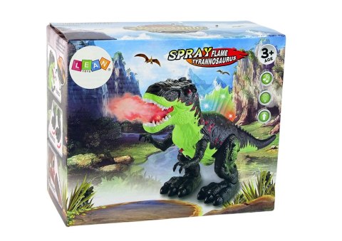 LEAN Toys Dinozaur Zieje Ogniem Para Wodna Świeci Na Baterie Zielony