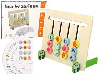 LEAN Toys Drewniana Gra Edukacyjna Cztery Kolory Zwierzęta Dwustronna Układanka