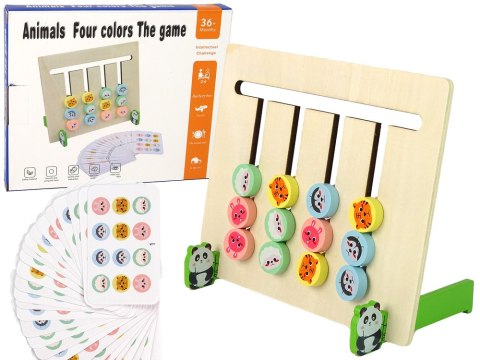 LEAN Toys Drewniana Gra Edukacyjna Cztery Kolory Zwierzęta Dwustronna Układanka