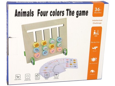 LEAN Toys Drewniana Gra Edukacyjna Cztery Kolory Zwierzęta Dwustronna Układanka