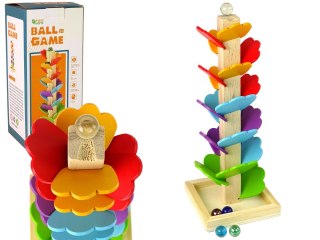 LEAN Toys Drewniane Drzewko Tor Kulkowy Zjeżdżalnia Piłeczek Liście