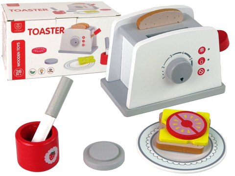 LEAN Toys Drewniany Toster Śniadanie Akcesoria Pokrętło Dla Dzieci