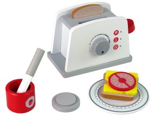 LEAN Toys Drewniany Toster Śniadanie Akcesoria Pokrętło Dla Dzieci