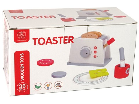 LEAN Toys Drewniany Toster Śniadanie Akcesoria Pokrętło Dla Dzieci