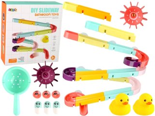 LEAN Toys Gra Zabawka Do Kąpieli Tor Zjeżdżalna Kaczka Zestaw 44 Elementy