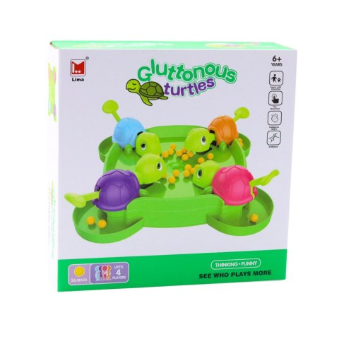 LEAN Toys Gra Zręcznościowa Rodzinna Głodne Żółwie Plansza Kulki