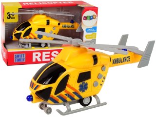 LEAN Toys Helikopter Ratunkowy Ambulans Żółty Dźwięk Światła Śmigła