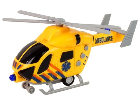 LEAN Toys Helikopter Ratunkowy Ambulans Żółty Dźwięk Światła Śmigła