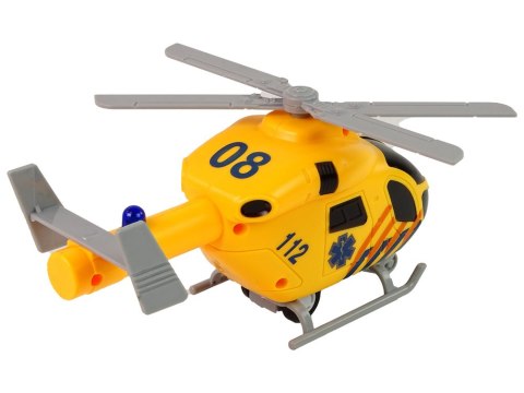 LEAN Toys Helikopter Ratunkowy Ambulans Żółty Dźwięk Światła Śmigła
