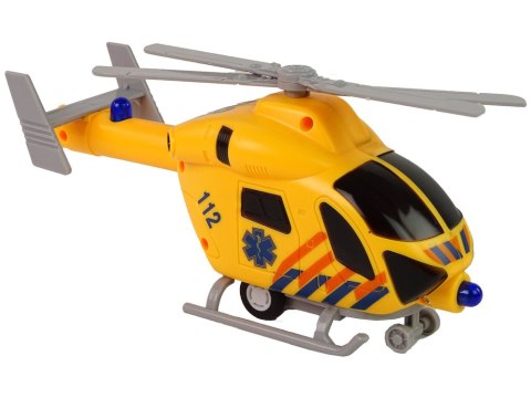 LEAN Toys Helikopter Ratunkowy Ambulans Żółty Dźwięk Światła Śmigła