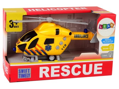 LEAN Toys Helikopter Ratunkowy Ambulans Żółty Dźwięk Światła Śmigła