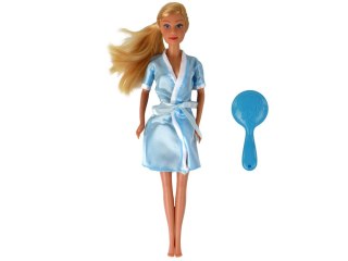 LEAN Toys Lalka Dla Dzieci Długie Blond Włosy Szlafrok Niebieski Wanna Łazienka