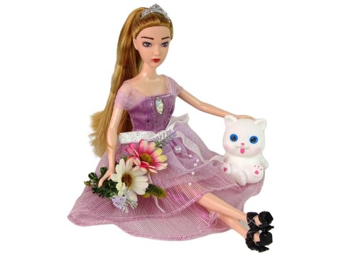 LEAN Toys Lalka Dla Dzieci Emily Długie Włosy Biały Kotek