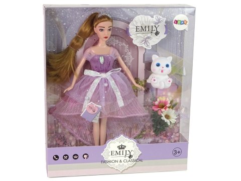 LEAN Toys Lalka Dla Dzieci Emily Długie Włosy Biały Kotek