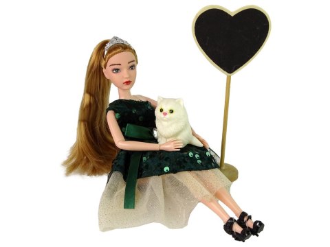 LEAN Toys Lalka Dla Dzieci Emily Drewniane Serce Biały Kotek