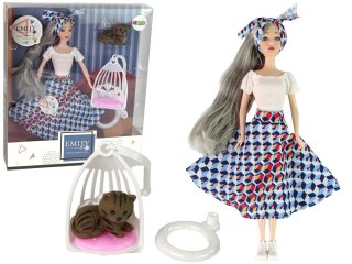 LEAN Toys Lalka Dla Dzieci Emily Szare Włosy Kotek Huśtawka