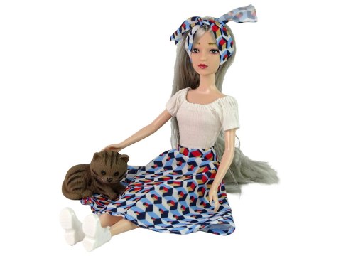 LEAN Toys Lalka Dla Dzieci Emily Szare Włosy Kotek Huśtawka
