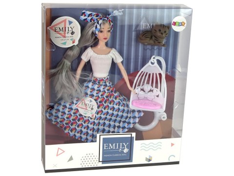 LEAN Toys Lalka Dla Dzieci Emily Szare Włosy Kotek Huśtawka