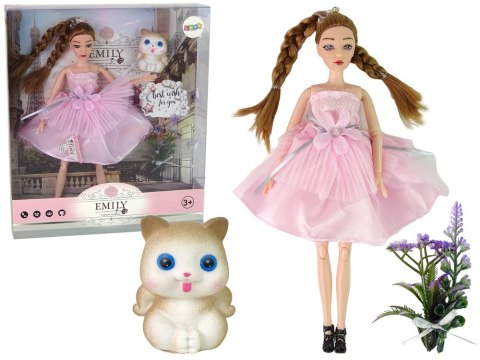 LEAN Toys Lalka Dla Dzieci Emily Warkocze Kot Kwiaty