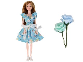 LEAN Toys Lalka Dla Dzieci Emily Wiosenna Długie Włosy Niebieska Sukienka Kwiat