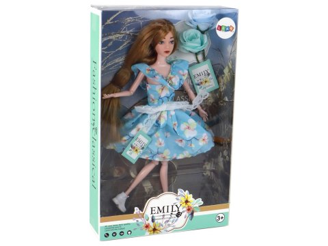 LEAN Toys Lalka Dla Dzieci Emily Wiosenna Długie Włosy Niebieska Sukienka Kwiat