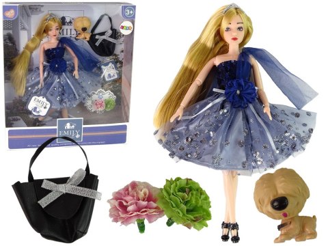 LEAN Toys Lalka Dla Dzieci Emily Z Pieskiem Torebką Kwiatami