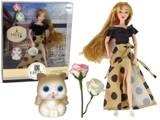 LEAN Toys Lalka Emily z Kotkiem Różami Długie Włosy