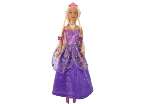 LEAN Toys Lalka Księżniczka Purpurowa Sukienka Zestaw Doczepianych Warkoczyków