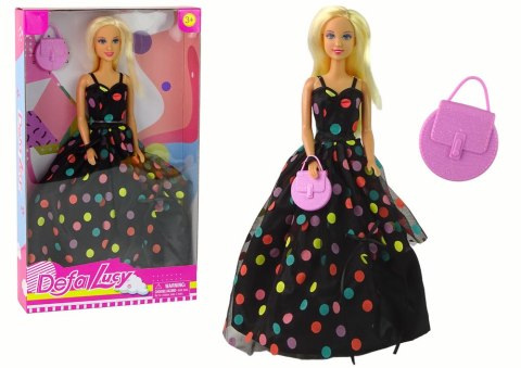 LEAN Toys Lalka Lucy Sukienka Czarna Kropki Długa