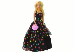 LEAN Toys Lalka Lucy Sukienka Czarna Kropki Długa