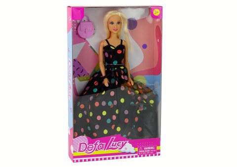LEAN Toys Lalka Lucy Sukienka Czarna Kropki Długa