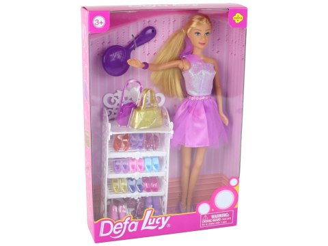 LEAN Toys Lalka Lucy Sukienka Fioletowa Brokat Zestaw Buty