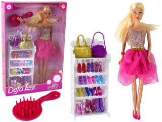 LEAN Toys Lalka Lucy Sukienka Różowa Brokatowa Zestaw Buty