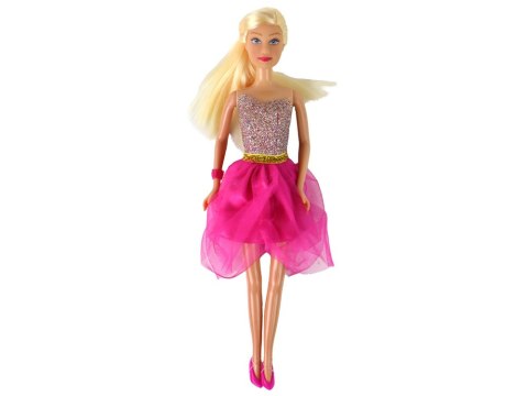 LEAN Toys Lalka Lucy Sukienka Różowa Brokatowa Zestaw Buty