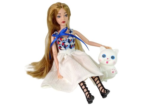 LEAN Toys Lalka dla Dzieci Lalka z Kotkiem Długie Brązowe Włosy