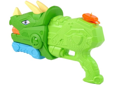 LEAN Toys Pistolet Na Wodę Dinosaur Triceratops 1330 ml Zielony Zasięg 8 m