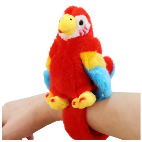 LEAN Toys Pluszowa Maskotka Papuga Opaska Bransoletka Na Rękę Czerwona
