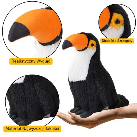 LEAN Toys Pluszowa Maskotka Przytulanka Ptak Tukan Czarno Biały 30cm