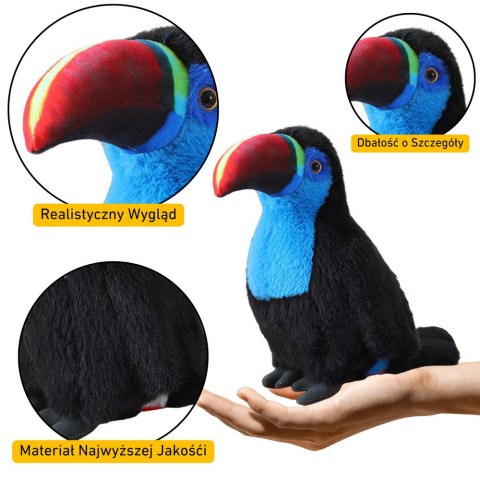 LEAN Toys Pluszowy Ptak Tukan Maskotka Przytulanka Niebieski 20cm
