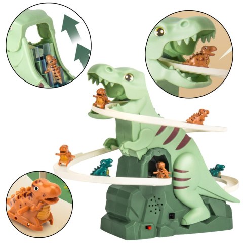 LEAN Toys Tor Zjeżdżalnia Wspinaczka Dinozaurów Kolejka Światła Dźwięki