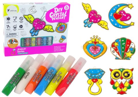 LEAN Toys Witraże Zawieszki Do Malowania Zastygająca Farba Biżuteria 6 szt.