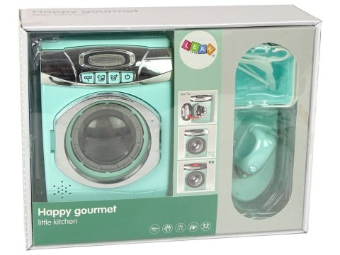 LEAN Toys Zestaw AGD Pralka Żelazko Wieszaki Deska Do Prasowania Miętowy
