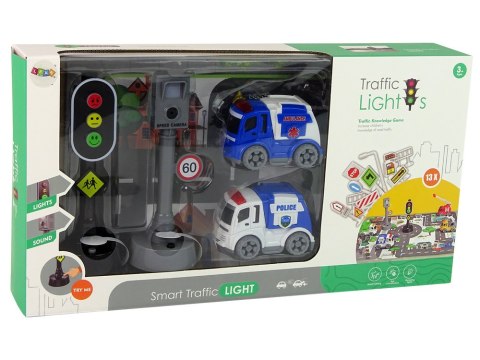 LEAN Toys Zestaw Autka Sygnalizacja Świetlna Znaki Drogowe Światła