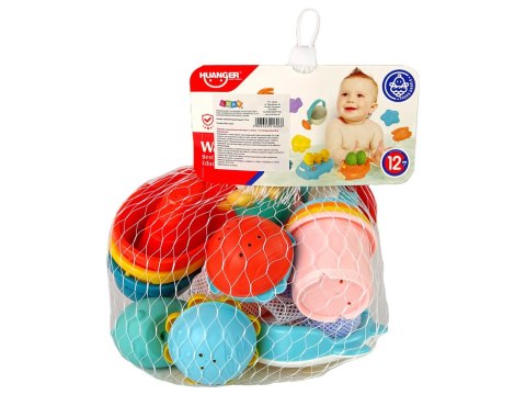 LEAN Toys Zestaw Do Kąpieli Zabawki Morskie Podbierak Łódki 17 Sztuk