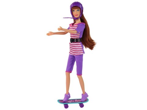 LEAN Toys Zestaw Lalek Lucy Purpurowy Hulajnoga Deskorolka Kaski