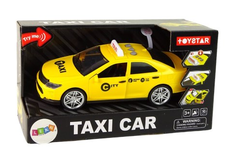 LEAN Toys Auto Taxi Pojazd 1:14 Światła Dźwięki Żółte