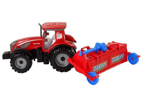 LEAN Toys Czerwony Ciągnik z Pługiem Napęd Frykcyjny
