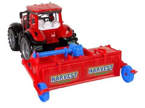 LEAN Toys Czerwony Ciągnik z Pługiem Napęd Frykcyjny